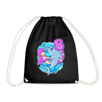 8ème anniversaire Fille de 8 ans Sirène - Sac de sport léger - noir - Devant
