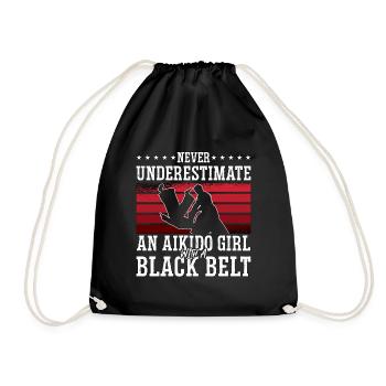 Never Understimate An Aikido Girl Fighter Samurai - Drawstring Bag - black - Front