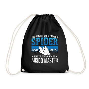 Aikido There's A Spider Fighter Martial Arts Fight - Drawstring Bag - black - Front