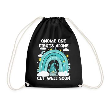 Gnome One Fights Alone Uterine Cancer - Drawstring Bag - black - Front
