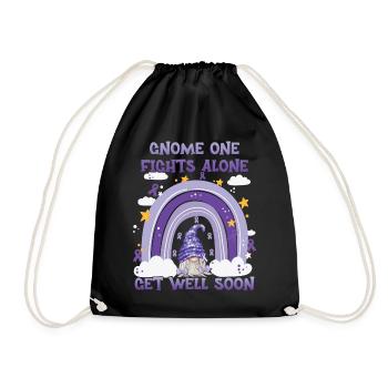 Gnome One Fights Alone Hodgkin Lymphoma - Drawstring Bag - black - Front