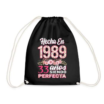 Mujer 33 Cumpleaños Regalo Hecha En 1989, 33 Anos - Turnbeutel - Schwarz - Vorne