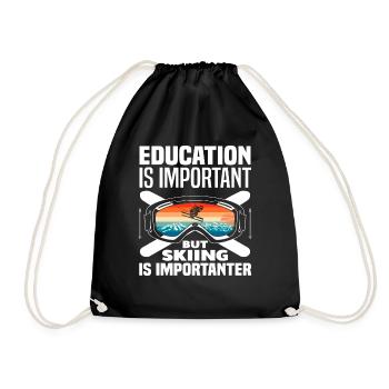 Skiing Education Saying Skier Gift - Drawstring Bag - black - Front