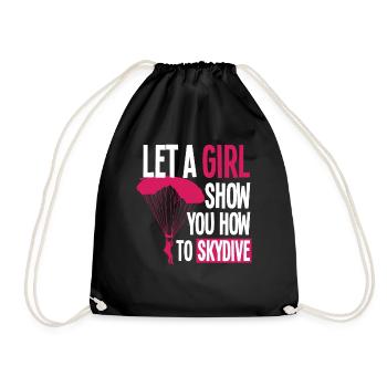 Skydiving Girl Hobby Gift - Drawstring Bag - black - Front