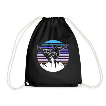 Retro Snowboard Snowboarder - Turnbeutel - Schwarz - Vorne