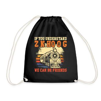 Steam Train Driver Trainspotting - Drawstring Bag - black - Front