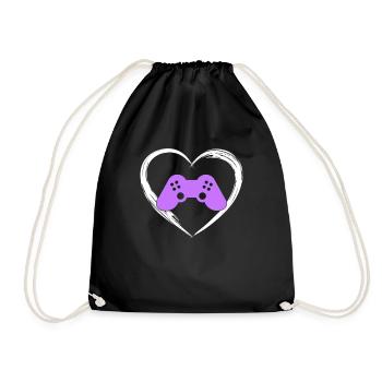 gaming love - Drawstring Bag - black - Front