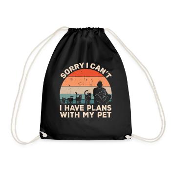 I can't I have plans with my cat - Drawstring Bag - black - Front