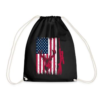Hunter American Flag Deer Head - Deer Hunting - Turnbeutel - Schwarz - Vorne