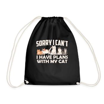 Unfortunately I can't have plans with my cat - Drawstring Bag - black - Front