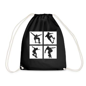 Skateboard Skater Boys Skateboarders Kids Skateboa - Drawstring Bag - black - Front