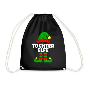 Tochter Elfe Weihnachtsoutfit Familie Partnerlook - Turnbeutel - Schwarz - Vorne