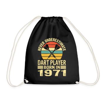 Never Underestimate Dart Player Born In 1971 - Turnbeutel - Schwarz - Vorne