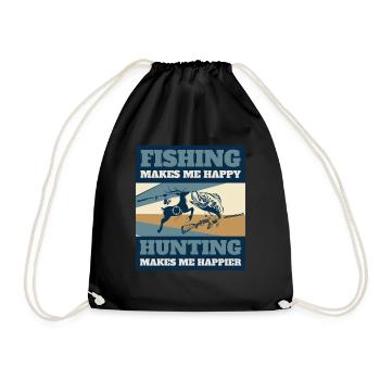Fishing Fishing Rod Bow Hunting Antlers - Drawstring Bag - black - Front