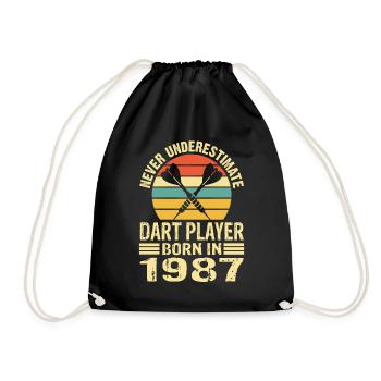 Never Underestimate Dart Player Born In 1987 - Turnbeutel - Schwarz - Vorne