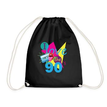 90s Retro Cassette 90s Outfit I Love the 90s - Drawstring Bag - black - Front