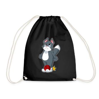 Cat Bowling Bowling Ball - Drawstring Bag - black - Front