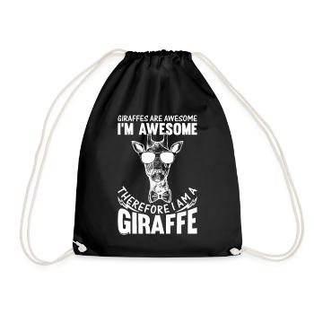 Giraffes Are Awesome I'm Awesome Therefore I Am A - Drawstring Bag - black - Front