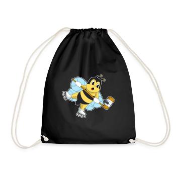 Biene Eishockey Eishockeyschläger - Turnbeutel - Schwarz - Vorne