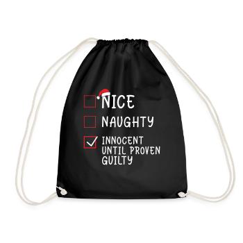 Christmas - Nice Naughty Innocent Until Proven Gui - Drawstring Bag - black - Front