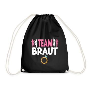 Team Braut - Lustiges Junggesellenabschied Kostüm - Turnbeutel - Schwarz - Vorne