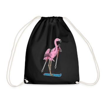 Flamingo Skifahrer Ski - Turnbeutel - Schwarz - Vorne
