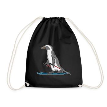 Pinguin Skifahrer Ski - Turnbeutel - Schwarz - Vorne