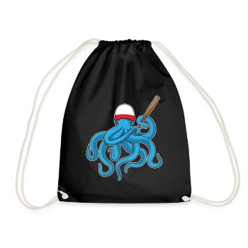 Octopus Baseball Baseball Bat - Drawstring Bag - black - Front