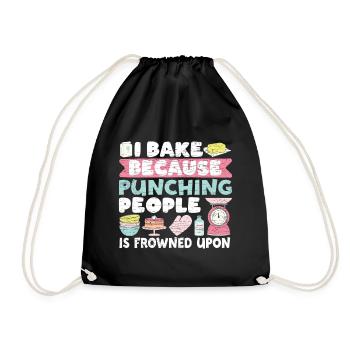 Backen Bäcker - Turnbeutel - Schwarz - Vorne