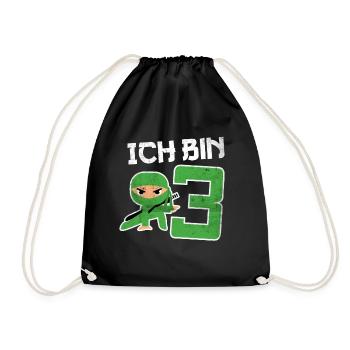 3. Geburtstag Ninja 3 Jahre Kindergeburtstag - Turnbeutel - Schwarz - Vorne