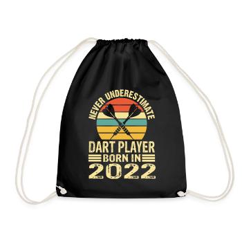 Never Underestimate Dart Player Born In 2022 - Turnbeutel - Schwarz - Vorne