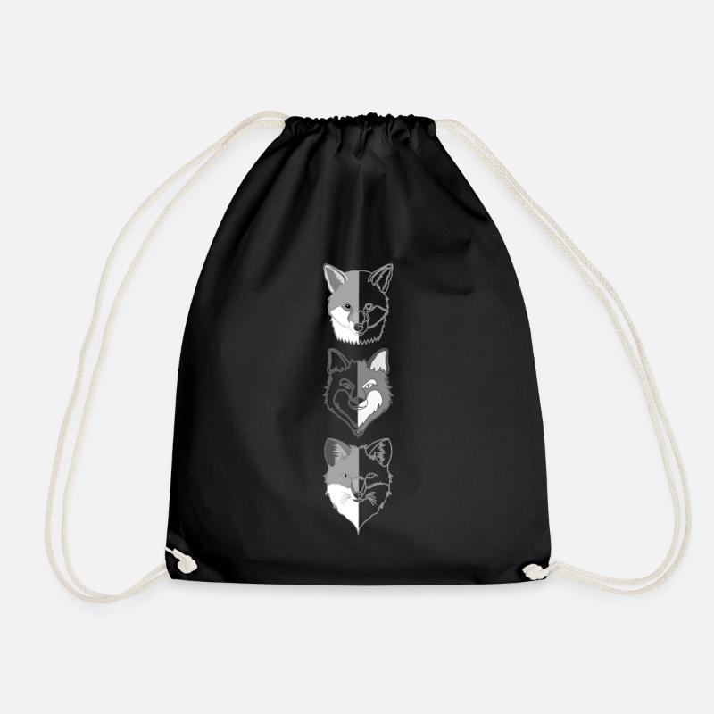 3 Fuchs Waldtier Design mit Tierkopf - Turnbeutel - Schwarz