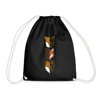 3 Fuchs Waldtier Design mit Tierkopf - Turnbeutel - Schwarz - Vorne