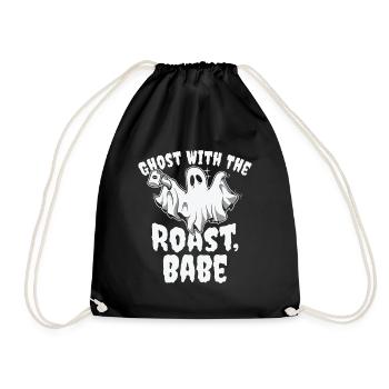 Halloween Ghost Line Art Coffee Lover Drawing - Drawstring Bag - black - Front