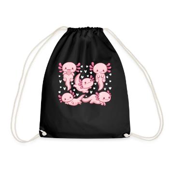 Axolotl Lover - Kawaii Axolotl Cute Axolotls - Drawstring Bag - black - Front