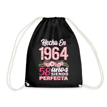 Mujer 58 Cumpleaños Regalo Hecha En 1964, 58 Anos - Turnbeutel - Schwarz - Vorne