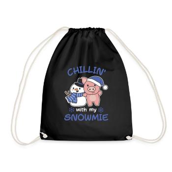 Pig chillin avec mon bonhomme de neige snowmie - Sac de sport léger - noir - Devant