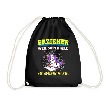 Erzieher Weil Superheld Kein Offizieller Beruf Ist - Turnbeutel - Schwarz - Vorne