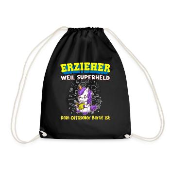 Erzieher Weil Superheld Kein Offizieller Beruf Ist - Turnbeutel - Schwarz - Vorne