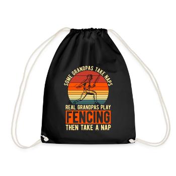 Fencing Some Grandpas Take Retro Sword Duel Fencer - Drawstring Bag - black - Front
