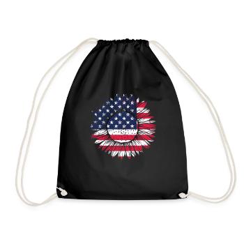 Sonnenblume USA Flagge - Turnbeutel - Schwarz - Vorne
