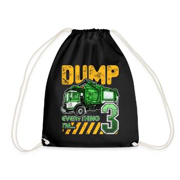 Camion à ordures 3ème anniversaire Anniversaire de 3 ans - Sac de sport léger - noir - Devant