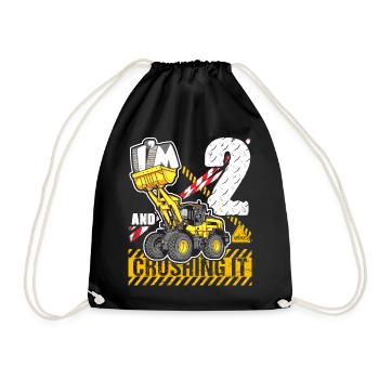 I'm 2 & Crushing It 2nd Birthday Boys Bagger - Turnbeutel - Schwarz - Vorne