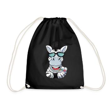 Zebra mit Sonnenbrille - Turnbeutel - Schwarz - Vorne