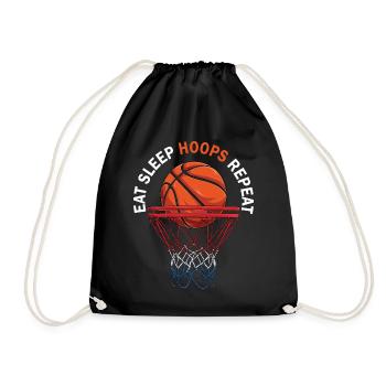 Eat Sleep Hoops Repeat Basketball - Turnbeutel - Schwarz - Vorne