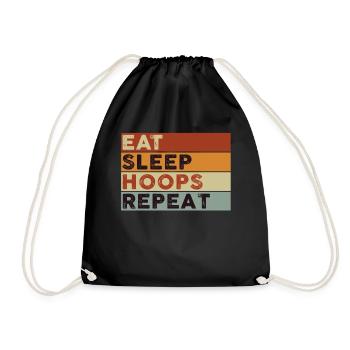 Eat Sleep Hoops Repeat Basketball - Turnbeutel - Schwarz - Vorne