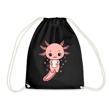 Axolotl Kawaii Axolotl Lover Cute Axolotl - Drawstring Bag - black - Front