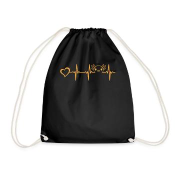 Axolotl Lover Kawaii Axolotl Heartbeat Heart - Drawstring Bag - black - Front
