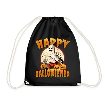 Happy Hello Viennese Ghost Costume Funny Viennese - Drawstring Bag - black - Front