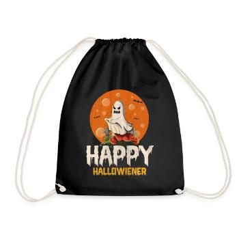 Happy Hello Viennese Ghost Costume Funny Viennese - Drawstring Bag - black - Front
